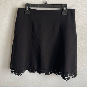 LOFT Black Mini Skirt with Eyelet Hem